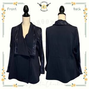Diane Gilman Jacket Stretch Women's Size XL Blue Marble Cozy Office Casual
